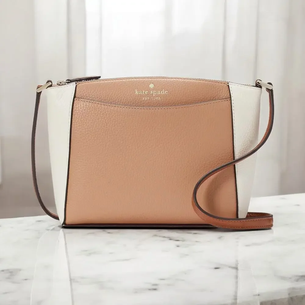 Kate Spade Monica Crossbody Pebbled Leather Purse Light Fawn Multi KC464